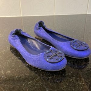 TORY BURCH blue leather ballet flats